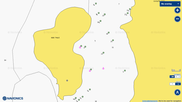 To open Navionics chart of yacht anchorage near Thilia Island