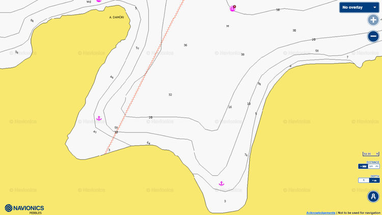 To open Navionics chart of yacht anchorages in Kourvolia Bay