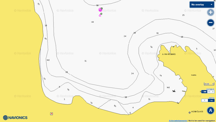 To open Navionics chart of yacht anchorage in Mavrona Bay