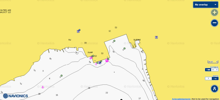 To open Navionics chart of yacht mooring at Marina Vathi pier