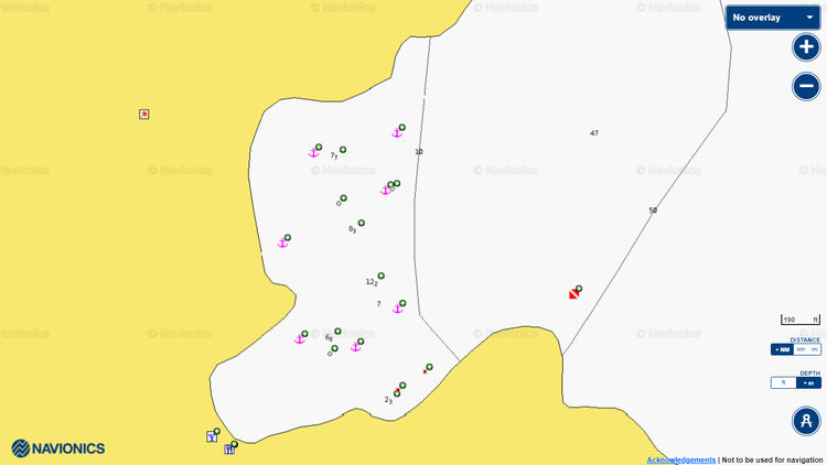 To open Navionics chart of yacht anchorages in Filiatro Bay