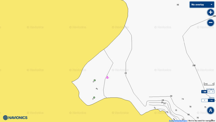 To open Navionics chart of yacht anchorages in Kaminia Bay