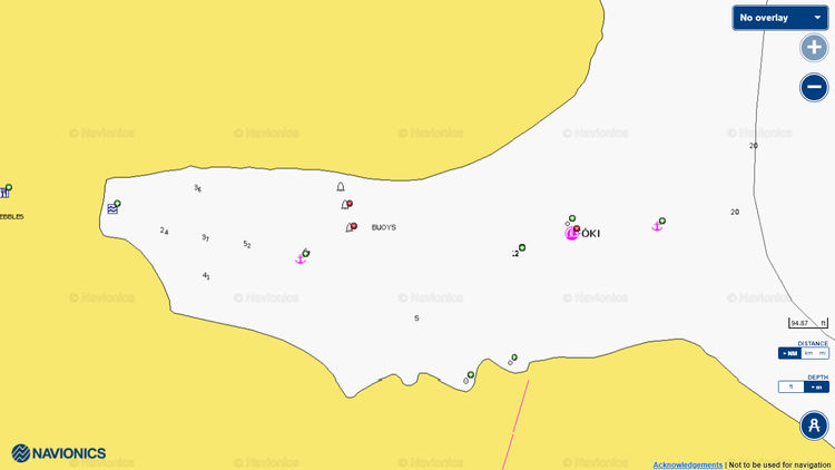 To open Navionics chart of yacht anchorages in Foki Bay