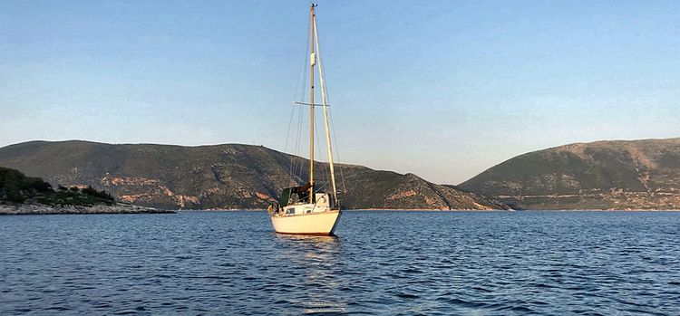 Yacht anchorage in Evreti Bay