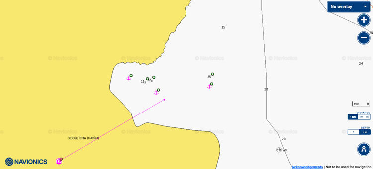 To open Navionics chart of anchorages in Kamini Bay