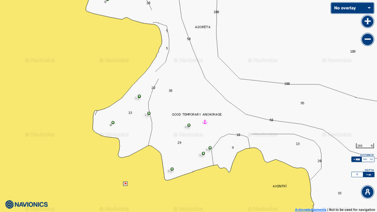 To open Navionics chart of yacht anchorages in Kagoghilos Bay