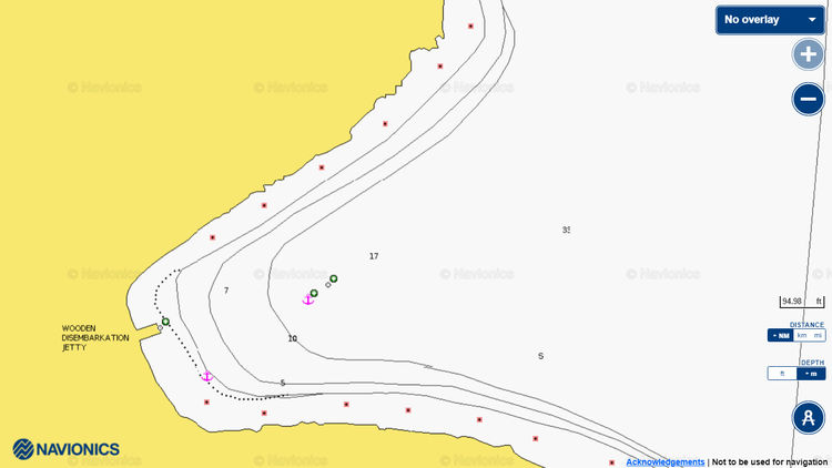 To open Navionics chart of yacht anchorages in Chorgota Bay