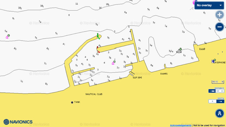 To open Navionics chart of yacht moorings in the Sami marina