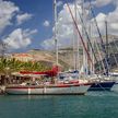 Yacht mooring at the city waterfront of Argostoli