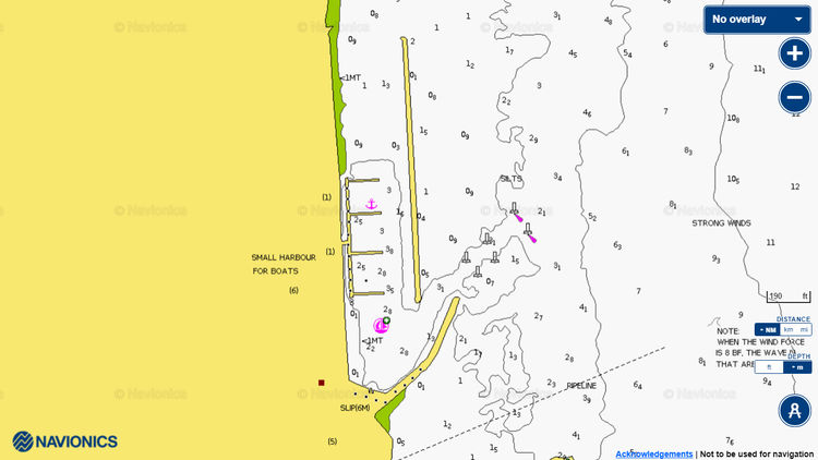 To open the Navionics chart of yacht moorings in Lixouri Marina