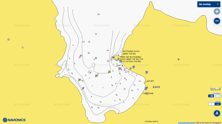 To open Navionics chart of yacht moorings in Asos