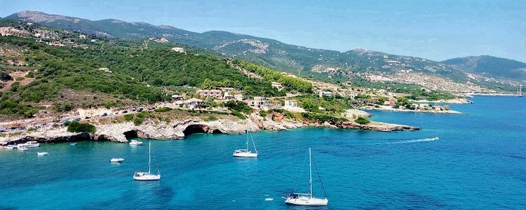 Yacht anchorage in Makrys Gailos Bay