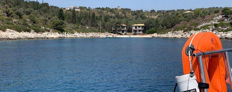 Yacht anchorage in Ampelakia Bay