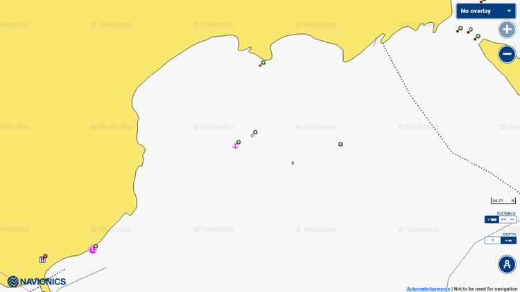 To open Navionics chart of yacht anchorages in Kastos Bay