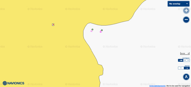 To open Navionics chart of yacht anchorage in the unnamed bay