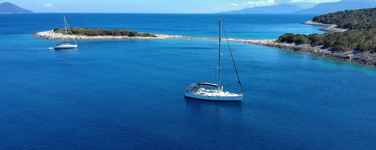 Yacht anchorage off the east coast of Arkoudi Island