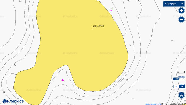 To open Navionics chart of yacht anchorage in the south bay of Labrinos Island