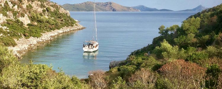 Yacht anchorage in the south bay of Provati Island