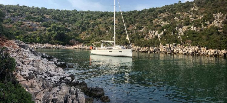 Yacht anchorage in the south bay of Provati Island