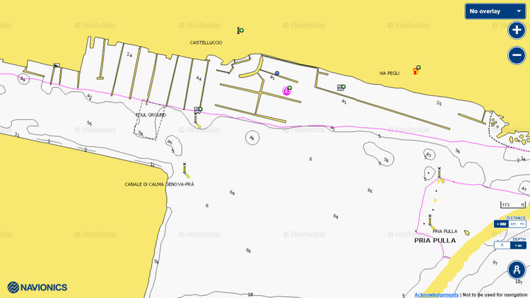 To open Navionics chart of yacht mooring in Yacht Marina Castelluccio