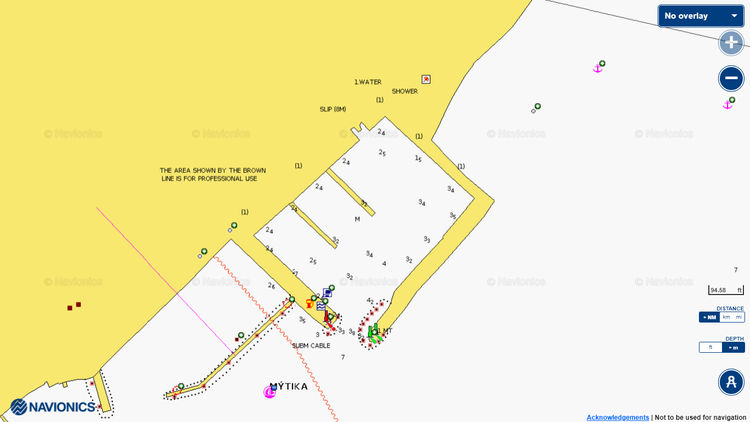 To open Navionics chart of yacht moorings in Mytikas fishport