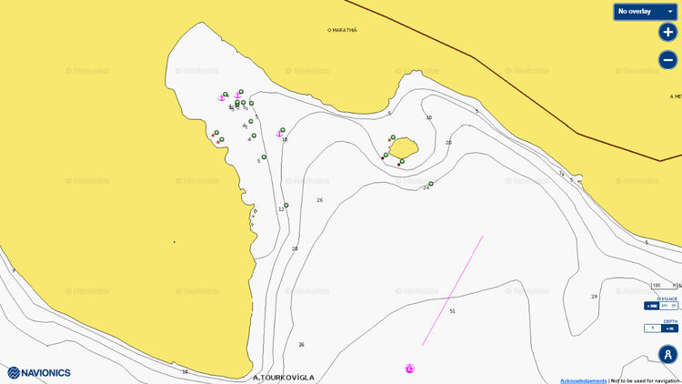 To open Navionics chart of the yacht anchorage in Marathias Bay