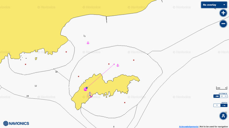 To open Navionics chart of the yacht anchorage near Delik Island