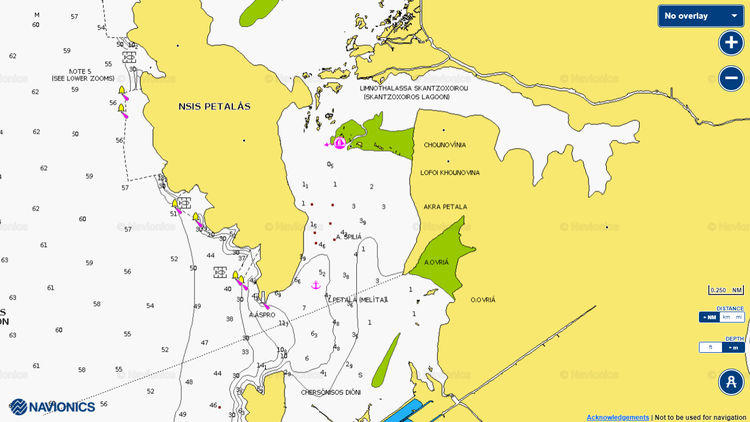 To open Navionics chart of the yacht anchorage at Petalas Island