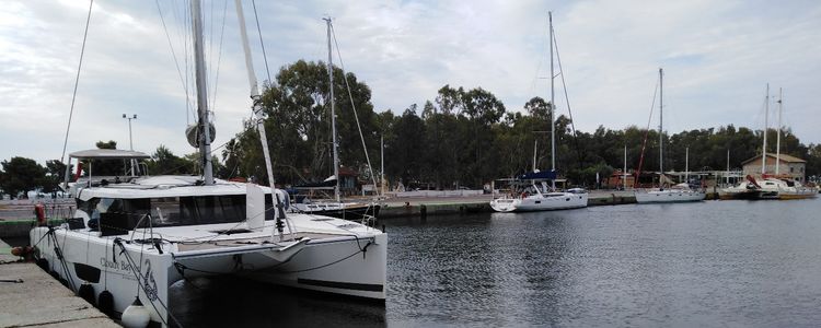 Yacht moorings in Messolongi harbor