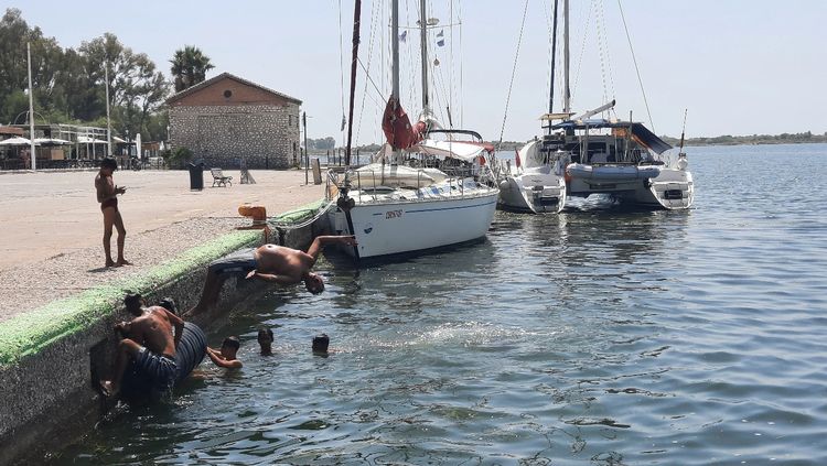 Yacht moorings in Messolongi harbor