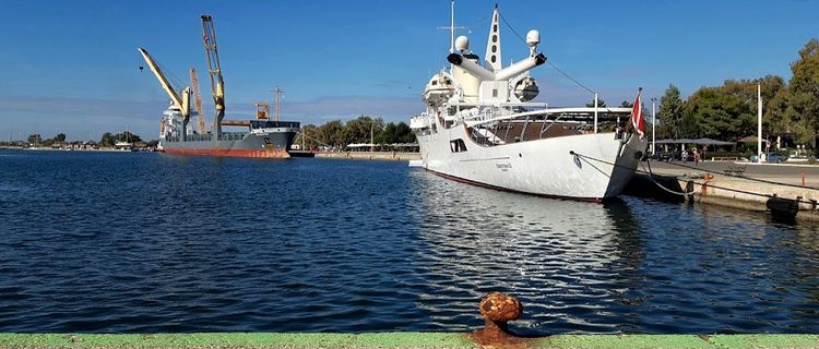 Yacht moorings in Messolongi harbor