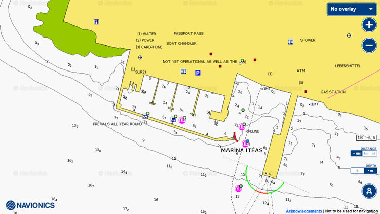 To open Navionics chart of yacht mooring in Itea marina