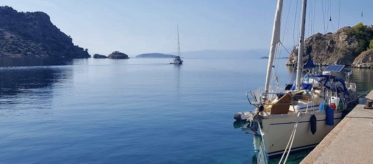 Yacht moorings in St. Isidore's Bay