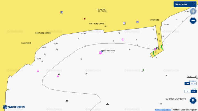 To open Navionics chart of yacht moorings in Antikyra