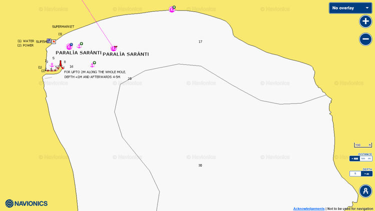 To open Navionics chart of yacht anchorages in Saranti Bay