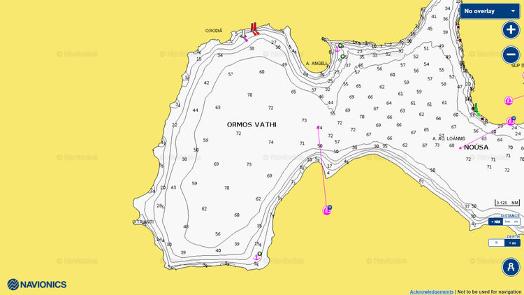 To open Navionics chart of yacht anchorages in Vathi Bay