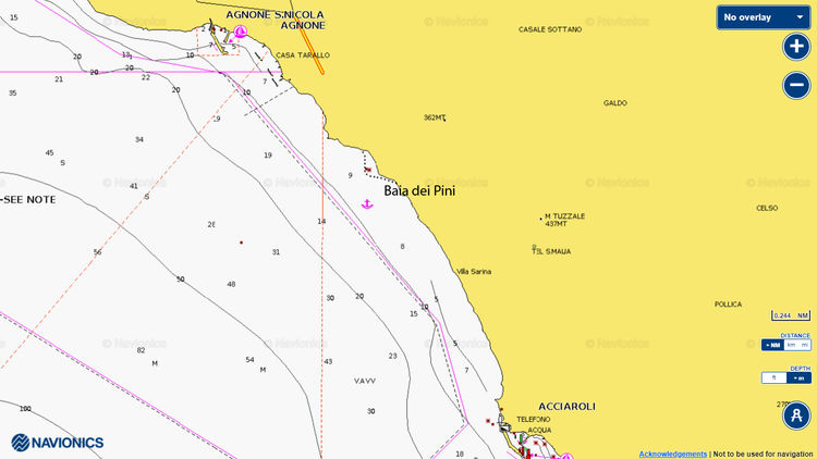 To open Navionics chart of Yacht anchorage in Pine Bay