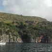 Yacht mooring on buoys in Infreschi Bay