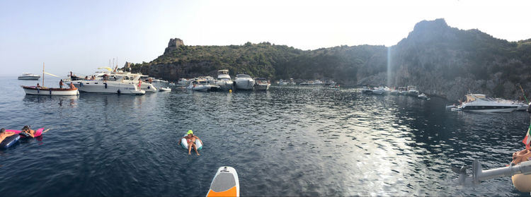 Yacht mooring on buoys in Infreschi Bay