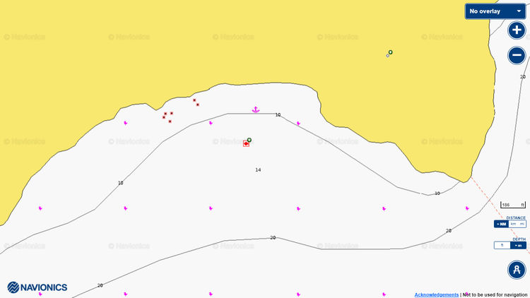 To open Navionics chart of Yacht anchorage in an unnamed bay