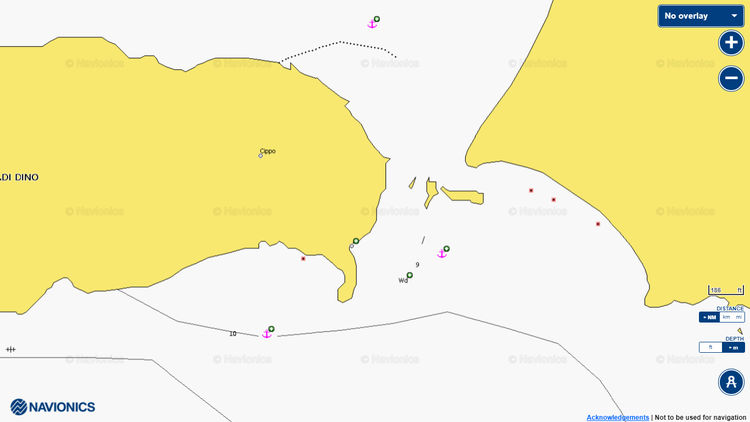 To open a Navionics chart of Anchorage off Dino Island