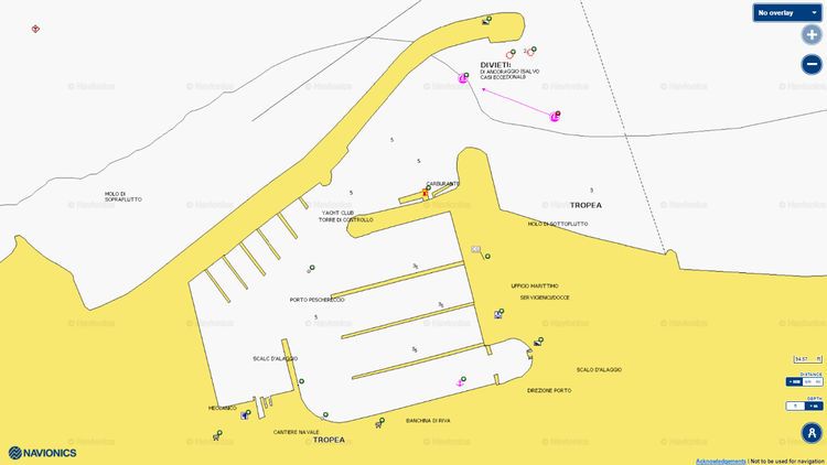 To open Navionics chart of Tropea Yacht Marina