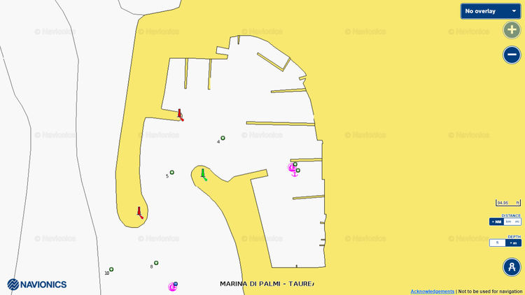 To open Navionics chart of yacht mooring in Palmi marina