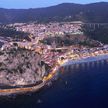 Yacht mooring on buoys in the port of Sсilla