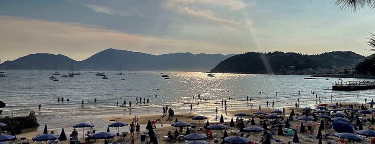 Yacht moorings in Lerici Bay of Spezia Gulf