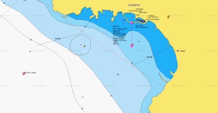 To open a Navionics chart of the yacht anchorage in Levanto