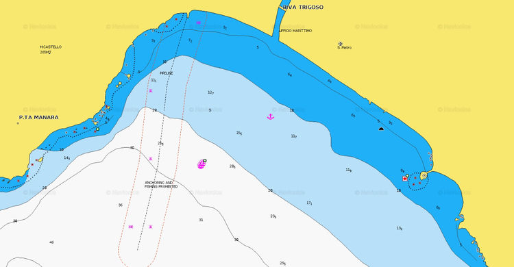 To open Navionics chart  of yacht anchorage at the estuary of Trigozo River