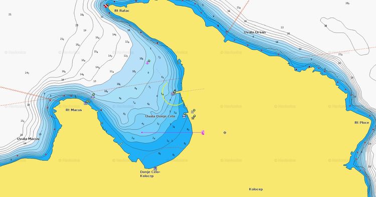 To open Navionics chart of yacht anchorage in Donja Celo Bay