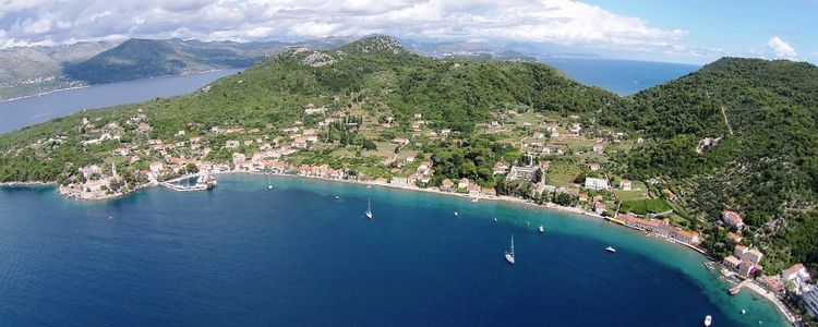 Yacht anchorage in Lopud Bay