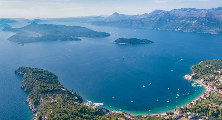 Yacht anchorage in Lopud Bay